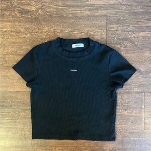 Madhappy Round Neck Short Sleeve Cropped T-shirt Black Sz M